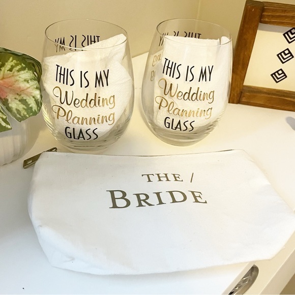 variety Other - Wedding Planning Glass Set with Bride Pouch Bride to be bundle summer weddings